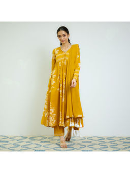 Rustorange - Zehra Yellow Cotton Tassel Kurta with Pant & Dupatta (Set of 3)