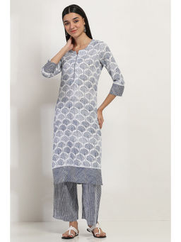 Rangriti - Women Blue Viscose Straight Kurta with Palazzo (Set of 2)