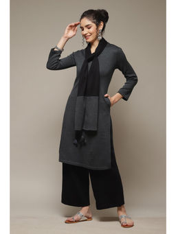 Rangriti - Women Grey Acrylic Straight Kurta with Palazzo & Dupatta (Set of 3)