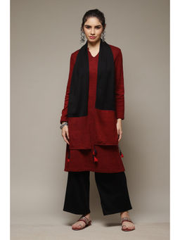 Rangriti - Women Maroon Acrylic Straight Kurta with Palazzo & Dupatta (Set of 3)