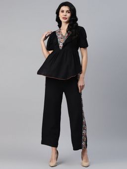 Deebaco - Women Black Embroidered Co-Ord Set