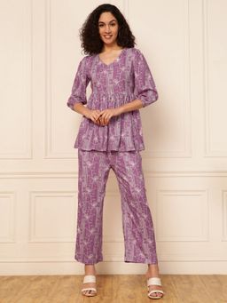 Deebaco - Women Lavender Floral Co-Ord Set
