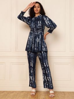 Deebaco - Women Blue Tie & Dye Co-Ord Set