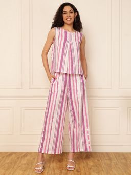 Deebaco - Women Lavender Stripes Co-Ord Set