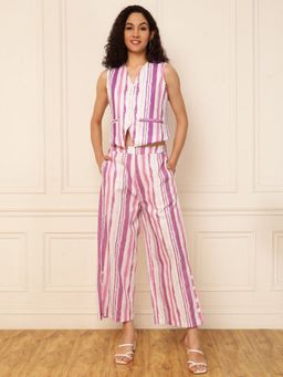 Deebaco - Women Lavender Stripes Co-Ord Set