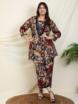Deebaco - Women Multi-Color Abstract Kurta with Pant