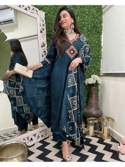 Lush Glam - Women Blue Embroidered Kurta with Pant and Dupatta
