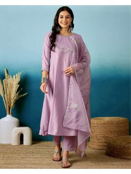Lush Glam - Women Pink Embroidered Kurta with Pant and Dupatta