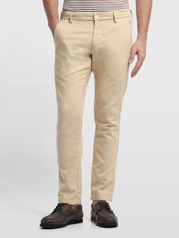 Arrow Sports - Men Beige Oxford Slim Fit Trouser