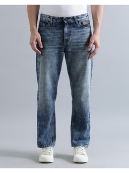 Bene Kleed - Men Blue Badge Relaxed Fit Jeans