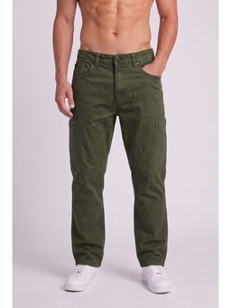 Bene Kleed - Men Forest Green Straight Fit Cargo
