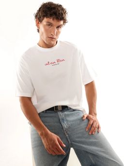 Calvin Klein - White Printed Relaxed Fit Cotton T-Shirt