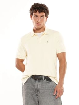 Calvin Klein - Yellow Solid Regular Fit Cotton Polo T-Shirt