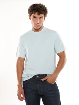 Calvin Klein - Blue Solid Relaxed Fit Cotton T-Shirt