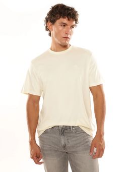 Calvin Klein - Beige Solid Regular Fit Cotton T-Shirt
