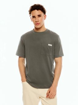 Calvin Klein - Grey Solid Relaxed Fit Cotton T-Shirt