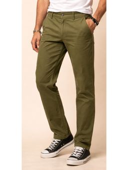 Club York - Olive Solid Chinos for Men