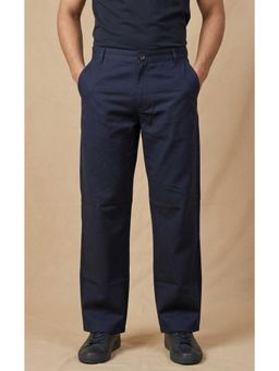 Club York - Navy Blue Solid Chinos for Men