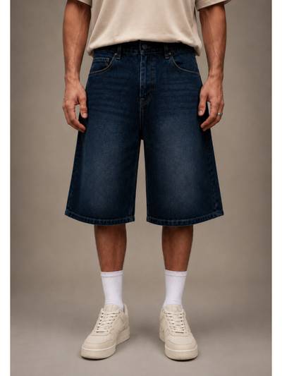Blue Washed Denim Shorts