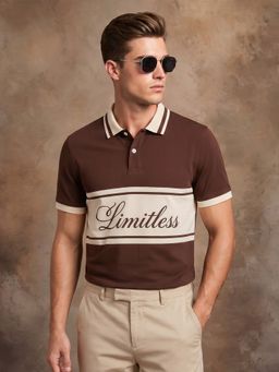 VEIRDO - Men Limitless Chocolate Brown Regular Fit Exclusive Polo T-Shirt