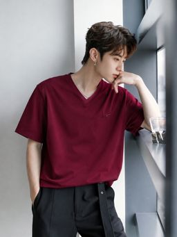 Parcel Yard - Men Purple V-Neck T-Shirt