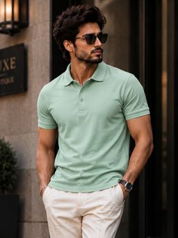 Parcel Yard - Men Green Collar Neck Polo T-Shirt