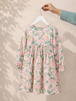 Maaesa - Pink Printed Cotton Regular Dress