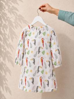 Maaesa - White Printed Cotton Regular Dress