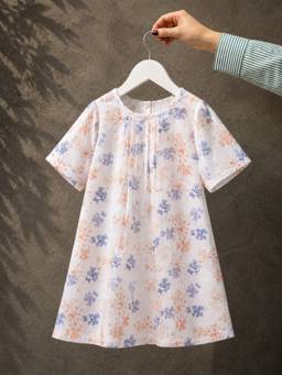 Maaesa - White Printed Cotton Regular Dress