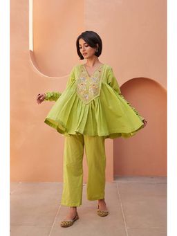 Gulabo Jaipur - Mann Green Tunic with Pant Co-Ord Set