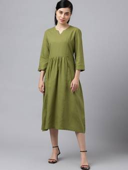Hancock - Women Green Solid Dress