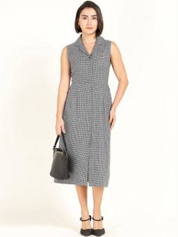 Hancock - Women Black Checks Shirt Style Dress