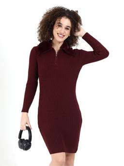 JOE Hazel - Women Maroon Textured Dress