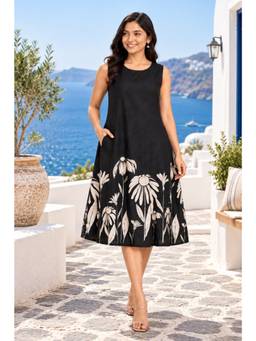 Cloth Bites - Women Black Floral Printed Dress