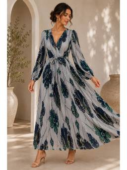 BONICA CLOTHING - Women White Floral Printed Dress with Belt