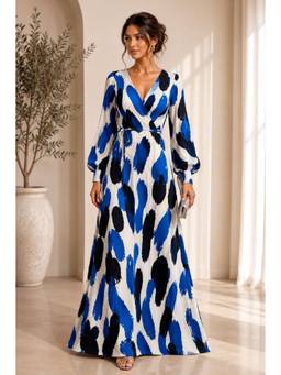 BONICA CLOTHING - Women Multi-Color Abstract Printed Dress with Belt