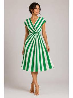 BONICA CLOTHING - Women Green Stripes Dress