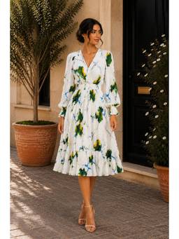 BONICA CLOTHING - Women Off White Abstract Printed Dress