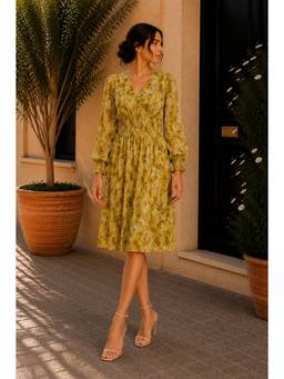 BONICA CLOTHING - Women Mustard Floral Printed Dress
