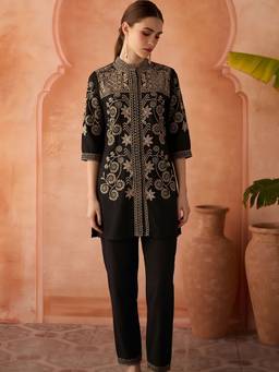 ZUMMER - Women Black Embroidered Co-Ord Set