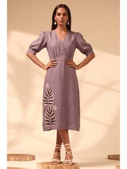 Sheczzar - Women Lavender Embroidered Dress