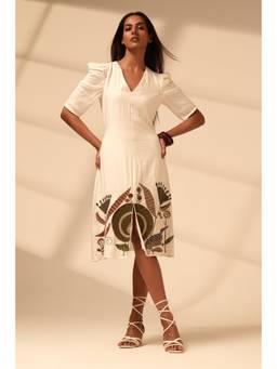 Sheczzar - Women Off White Embroidered Dress