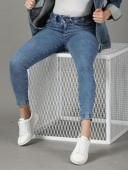 SHOWOFFFF - Women's Stretchable Clean Look Blue Slim Fit Jeans