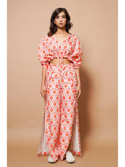 Ahi Clothing - Digital Printed Pink-Orange Co-Ord (Set of 2)