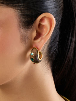 Isharya - Midnight Garden Resin Huggie Hoops Earrings