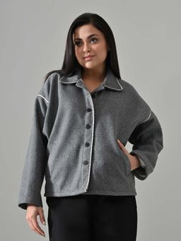 KELIN - Beth Light Grey Lace Shacket - Light Grey