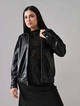 KELIN - Lake Black Suede Faux-Leather Jacket