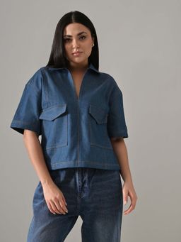 KELIN - Ennis Oversized Top - Denim Blue