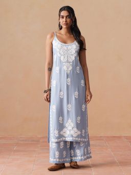 Sazrika - Blue Chikankari Embroidered Comfortable Kurta With Palazzo