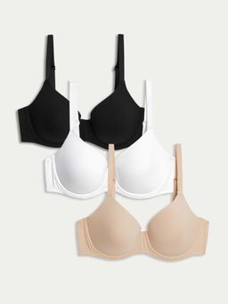 Marks & Spencer - Multi-Color 3Pk Cotton Rich Non Wired T-Shirt Bras (Pack of 3)